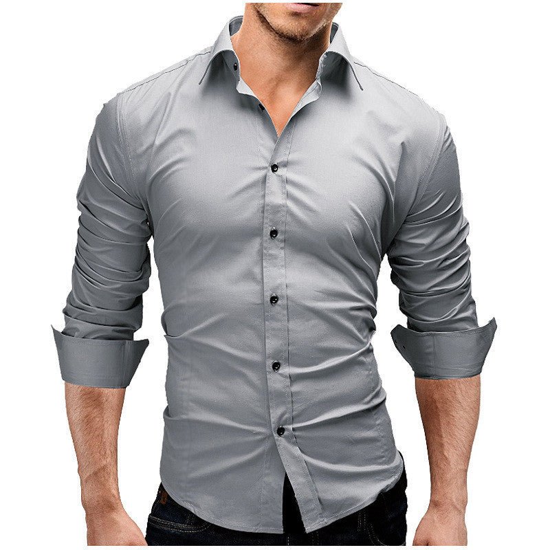 Steele Phoenix - The Nevermore Slim - fit Long - sleeved Shirt for Men – Unique Men's Fashion by Nevermore Lifestyle & Tech | 4XL Gray