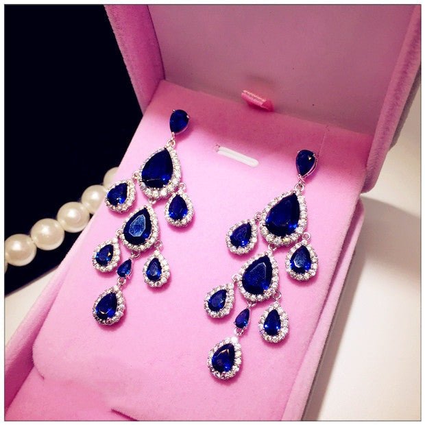 Steffie Star - The Nevermore Earrings for Woman Sapphire And Sterling Silver Earrings Luxury Water Drop – Unique Earrings by Nevermore Lifestyle & Tech |