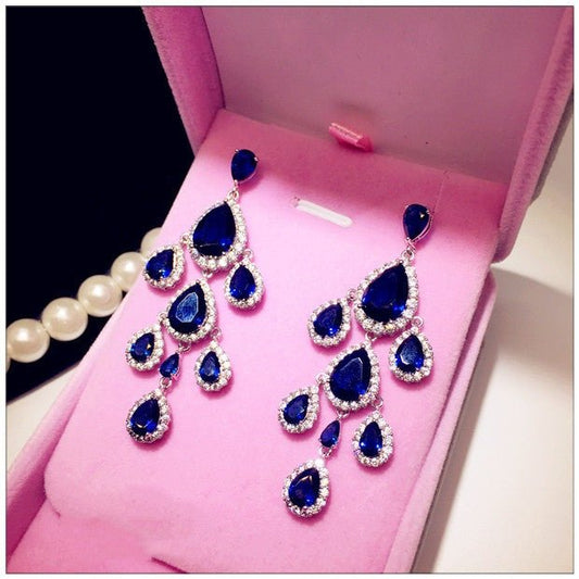 Steffie Star - The Nevermore Earrings for Woman Sapphire And Sterling Silver Earrings Luxury Water Drop – Unique Earrings by Nevermore Lifestyle & Tech |