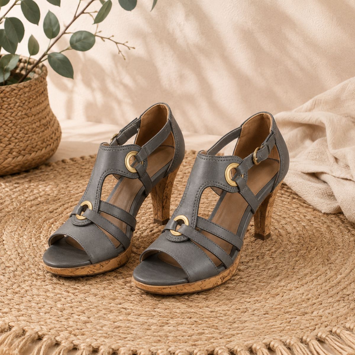 Strappy Heeled Sandals - Terra Muse by The Nevermore – Unique Sandals for Women by The Nevermore | 34 Gray