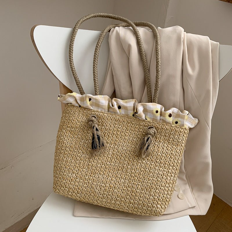 Straw Tote Bag – Coastal Weave by The Nevermore – Unique Bags by The Nevermore | Beige