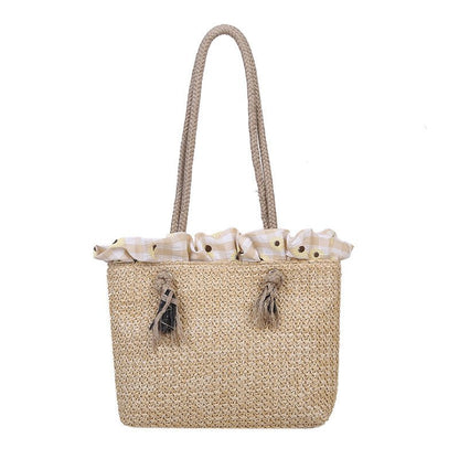 Straw Tote Bag – Coastal Weave by The Nevermore – Unique Bags by The Nevermore | White