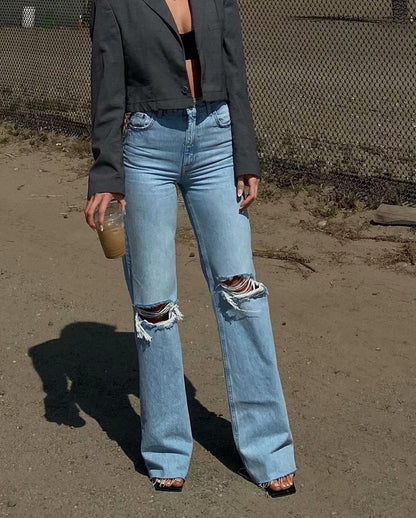 StreetEase - Loose High Waist Straight-Leg Pants by The Nevermore