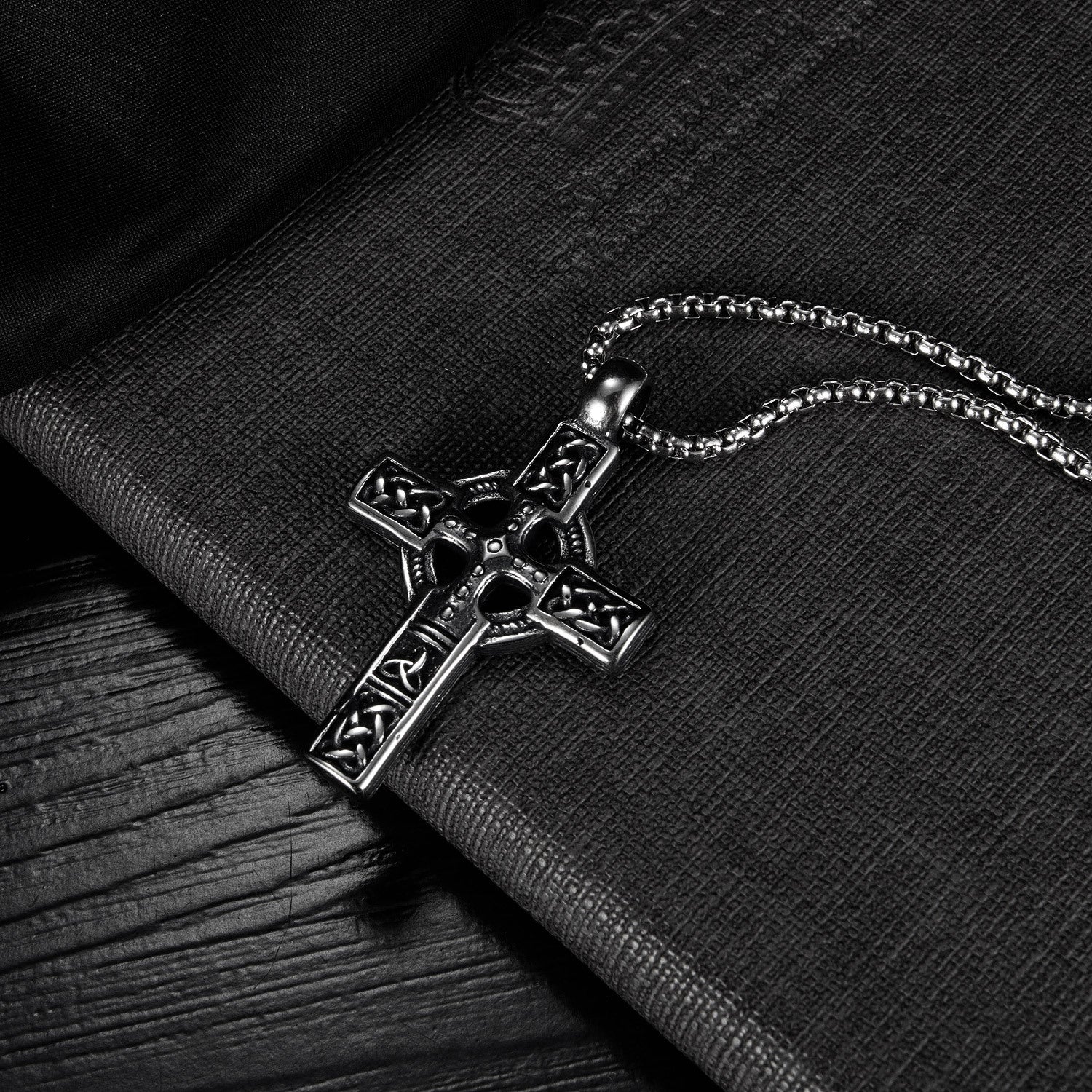 Stygian Symphony - The Nevermore Titanium Steel Men's Cross