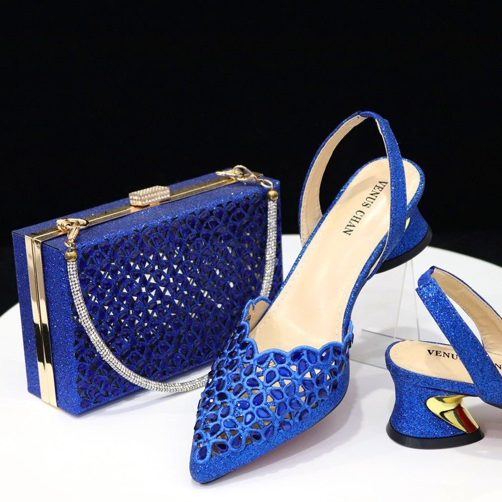 Summer Gleam Sandals & Handbag Set - Mid-Heel Elegance by The Nevermore