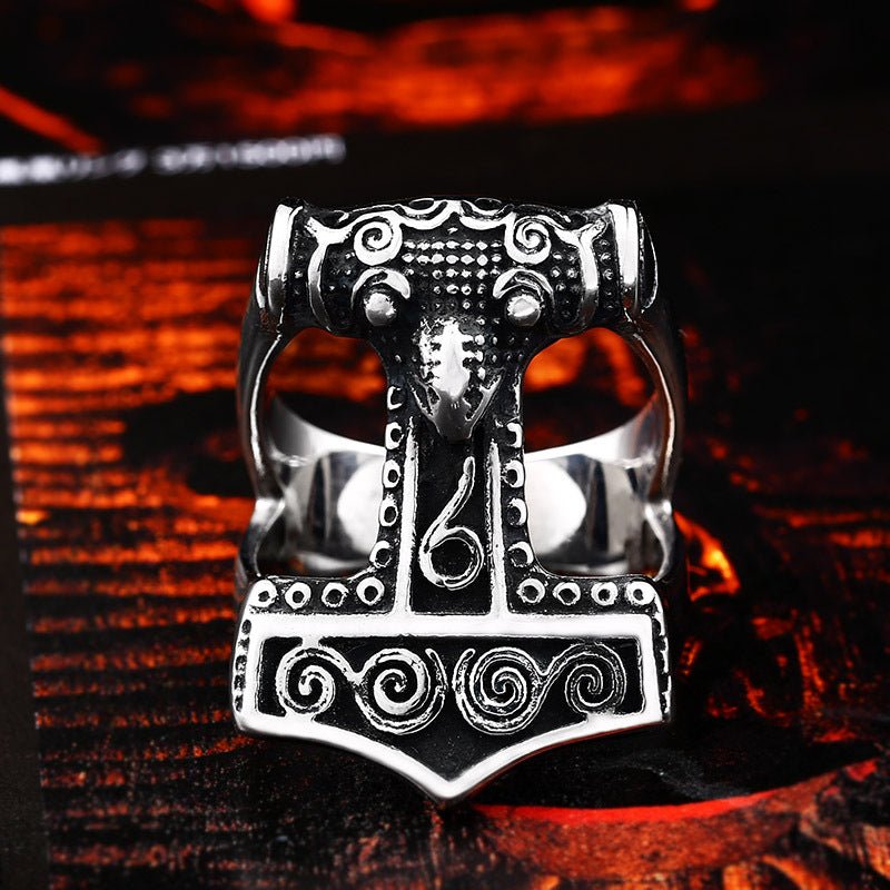 Sven Thor's Hammer - The Nevermore Norse Vikings Ring for Men – Unique Gothic Jewelry by Nevermore Lifestyle & Tech | 10th Silver