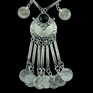 Nomad Relic coin tassel necklace – black