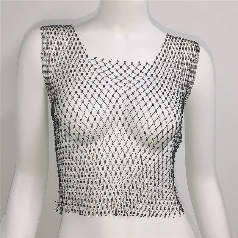 Terra Luxe - Sleeveless Rhinestone T-Shirt by The Nevermore – Unique Blouses by Nevermore Lifestyle & Tech | Average Size Black