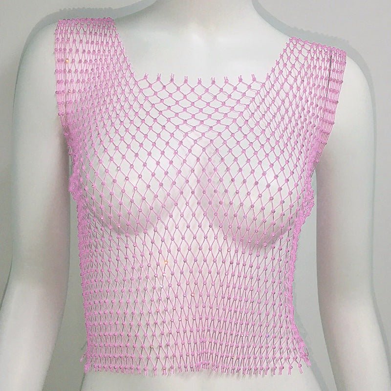 Terra Luxe - Sleeveless Rhinestone T-Shirt by The Nevermore – Unique Blouses by Nevermore Lifestyle & Tech | Average Size Pink