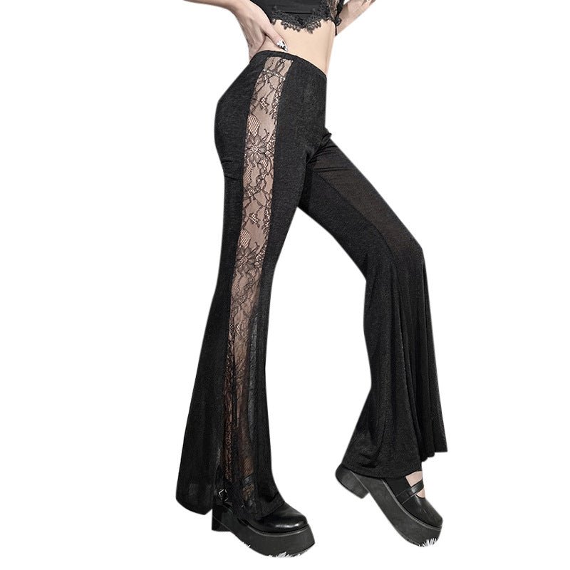 Thalia Ephemera - The Nevermore Gothic Pants for Women Lace Cutout – Unique Gothic Fashion for Women by Nevermore Lifestyle & Tech | L Black