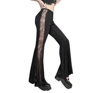 Thalia Ephemera - The Nevermore Gothic Pants for Women Lace Cutout – Unique Gothic Fashion for Women by Nevermore Lifestyle & Tech | L Black