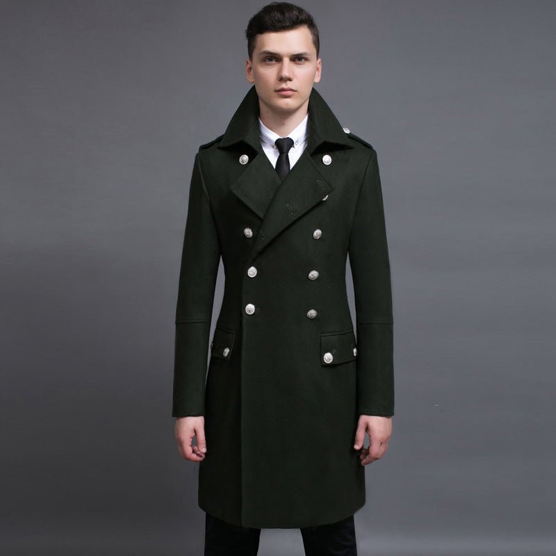The Nevermore Coats for Men - Double - row Retro Woolen Coat Man – Unique by Nevermore Lifestyle & Tech | 2XL Army Green
