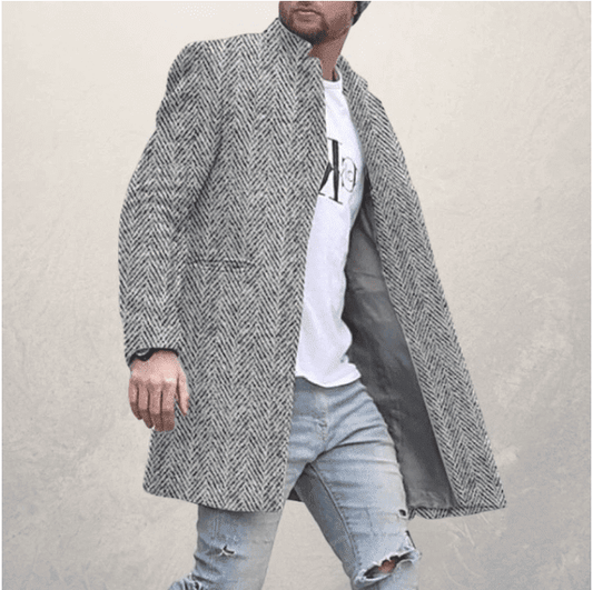 The Nevermore Coats for Men - Herringbone collared windbreaker – Unique by Nevermore Lifestyle & Tech | 3XL Grey