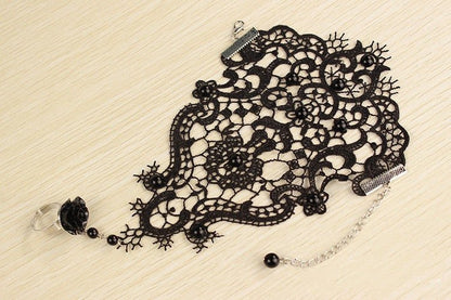 The Nevermore Gloves - Black Lace Bracelet Band Ring Integrated Chain – Unique by Nevermore Lifestyle & Tech | black