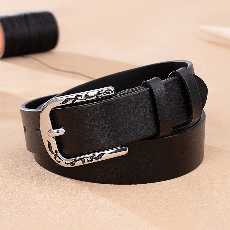 Thin Leather Belt - Casual Pin Buckle by The Nevermore – Unique Belts by Nevermore Lifestyle & Tech | 100cm Black