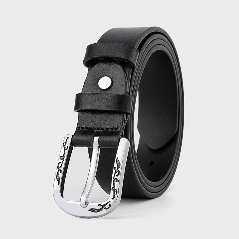 Thin Leather Belt - Casual Pin Buckle by The Nevermore – Unique Belts by Nevermore Lifestyle & Tech | 100cm Black