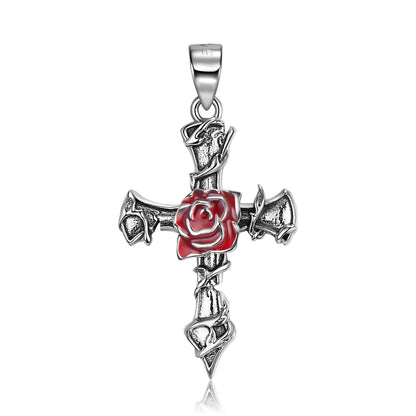 Thorn Rose Cross - Gothic Silver Pendant by The Nevermore – Unique Gothic Pendants by Nevermore Lifestyle & Tech | PNC0069