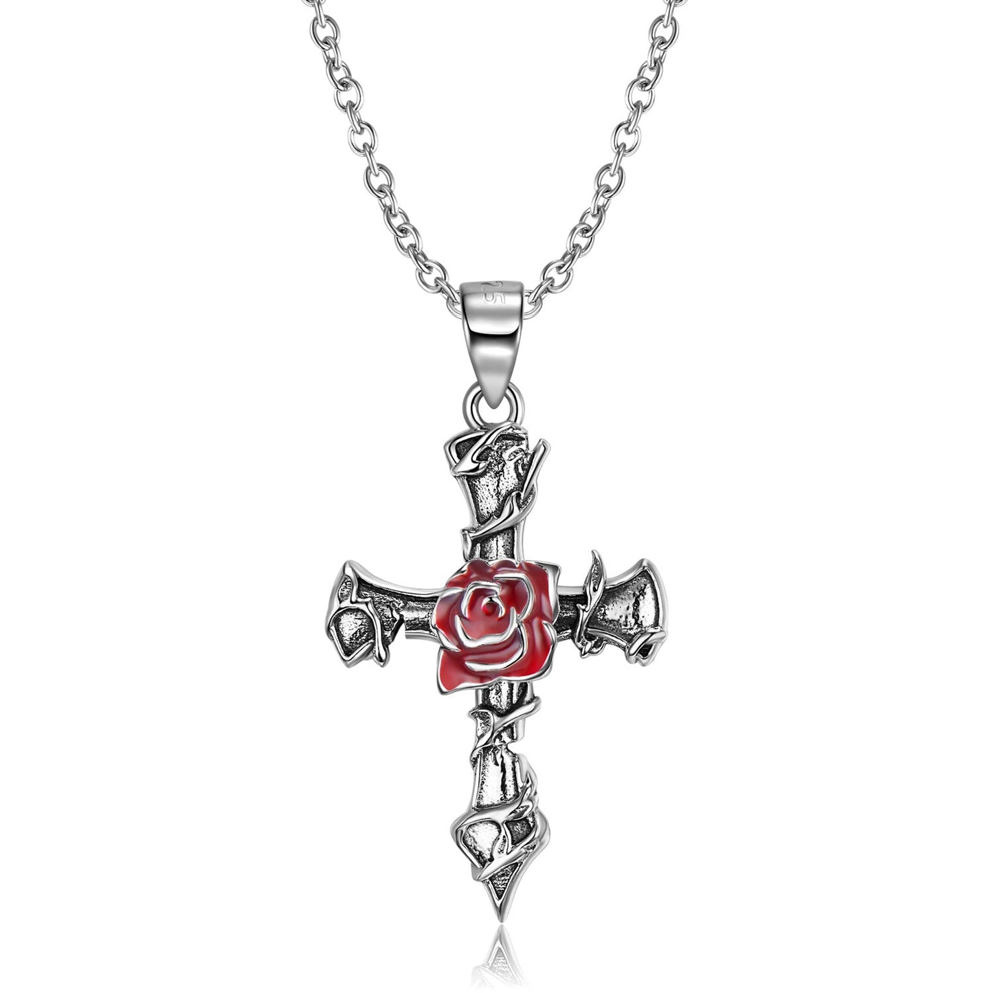 Thorn Rose Cross - Gothic Silver Pendant by The Nevermore – Unique Gothic Pendants by Nevermore Lifestyle & Tech | Set