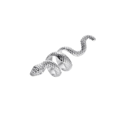 Thornvale – Snake Pattern Punk Ring Set by The Nevermore – Unique Rings by Nevermore Lifestyle & Tech | Adjustable 1 Silver