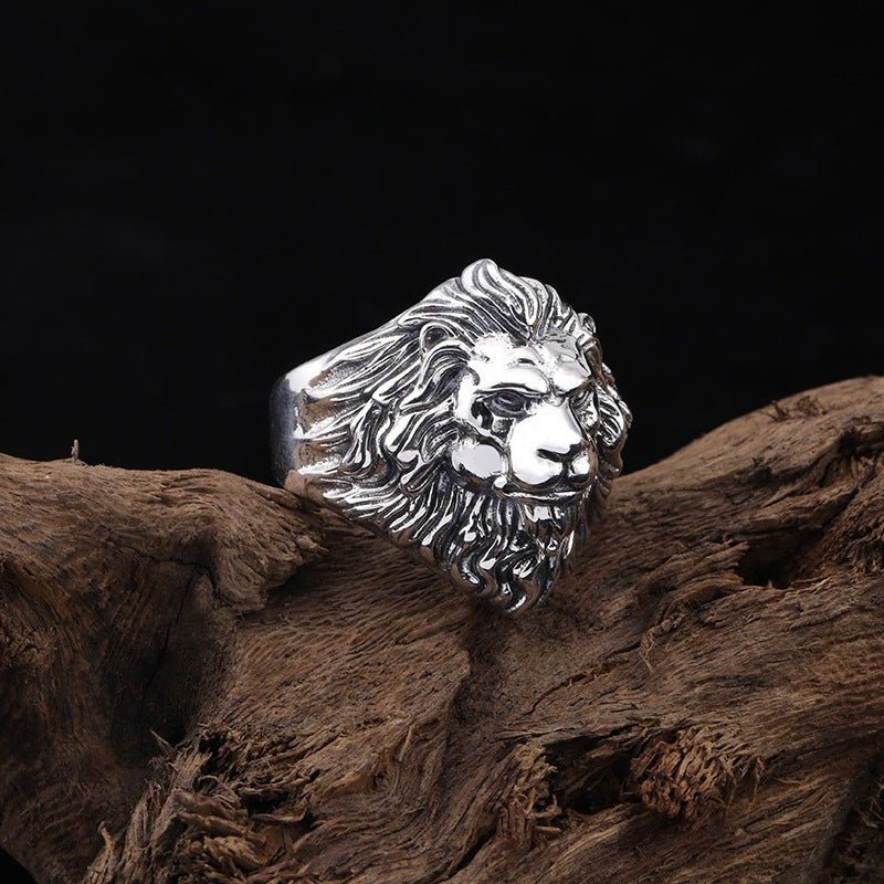 Tollak Lion - The Nevermore Gothic Ring for Men Copper Silver Plated – Unique Gothic Jewelry by Nevermore Lifestyle & Tech | adjustable Lion head