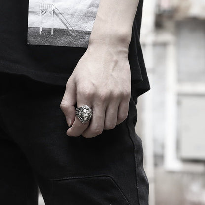 Tollak Lion - The Nevermore Gothic Ring for Men Copper Silver Plated – Unique Gothic Jewelry by Nevermore Lifestyle & Tech | adjustable Lion head
