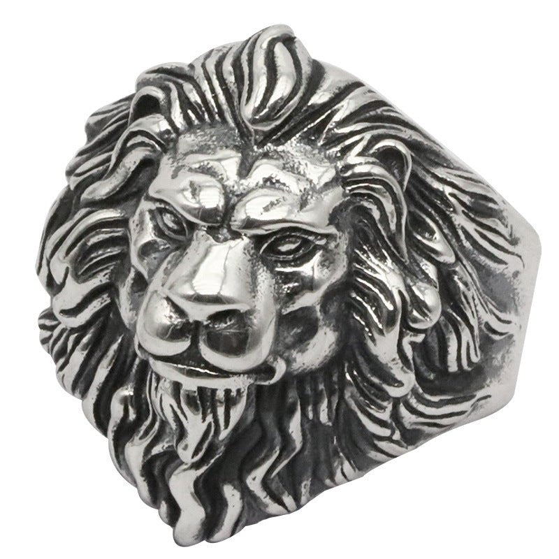 Tollak Lion - The Nevermore Gothic Ring for Men Copper Silver Plated – Unique Gothic Jewelry by Nevermore Lifestyle & Tech | adjustable Lion head