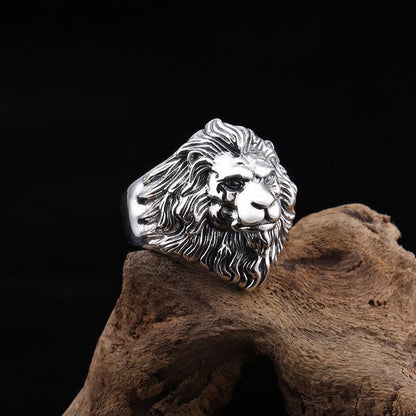 Tollak Lion - The Nevermore Gothic Ring for Men Copper Silver Plated – Unique Gothic Jewelry by Nevermore Lifestyle & Tech | adjustable Lion head
