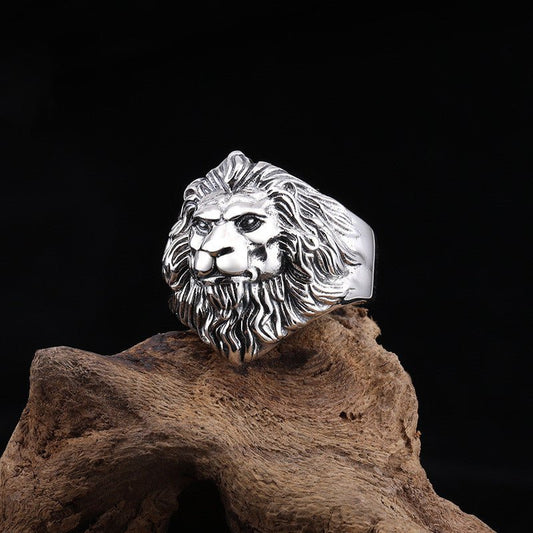 Tollak Lion - The Nevermore Gothic Ring for Men Copper Silver Plated – Unique Gothic Jewelry by Nevermore Lifestyle & Tech | adjustable Lion head