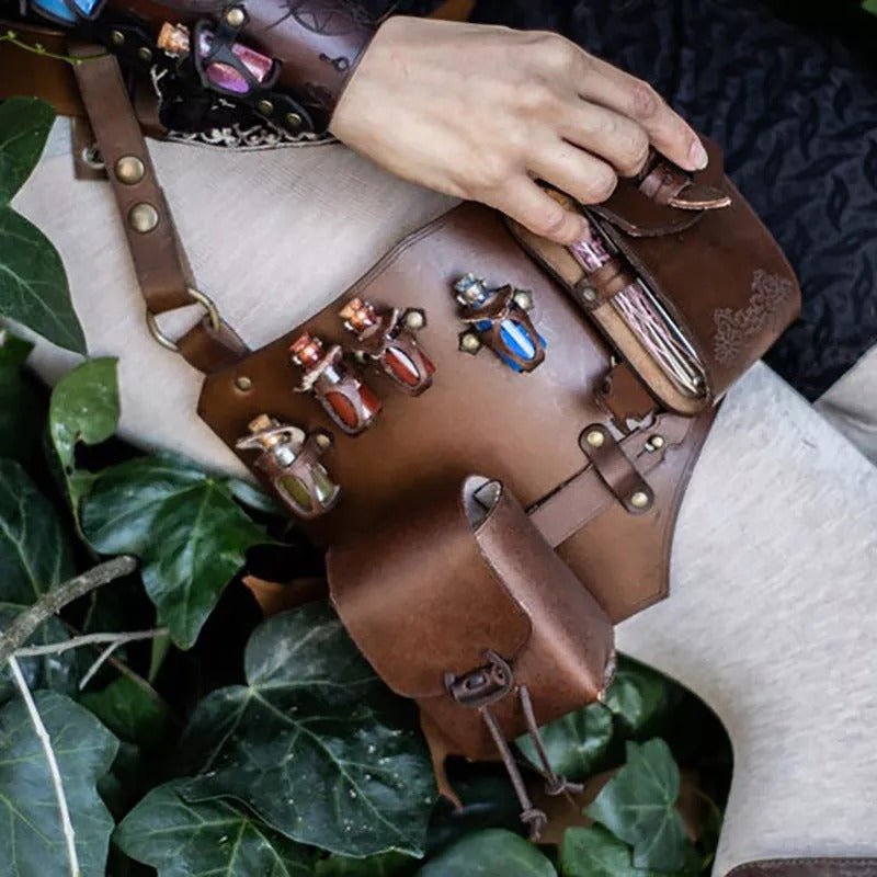 Torgny - The Nevermore Steampunk Waist Bag – Unique Steampunk Accessories by Nevermore Lifestyle & Tech | Yellowish Brown