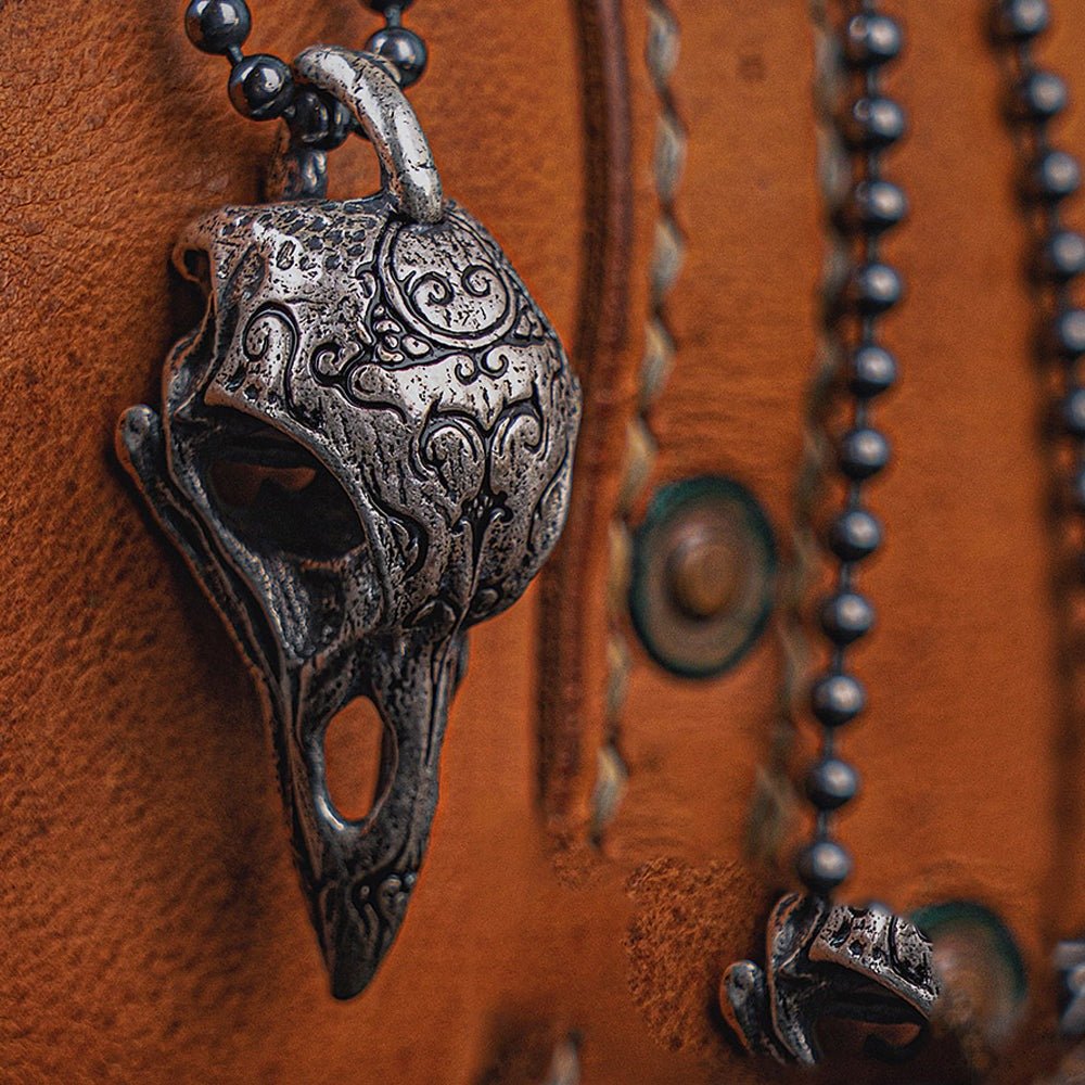 Tormod Crow Skull - Gothic Copper Pendant by The Nevermore – Unique Gothic Jewelry by Nevermore Lifestyle & Tech | antique silver