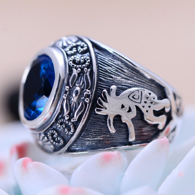 Totem Synthesis Blue Crystal - The Nevermore Ring 925 Silver – Unique Rings for Men by Nevermore Lifestyle & Tech | 17