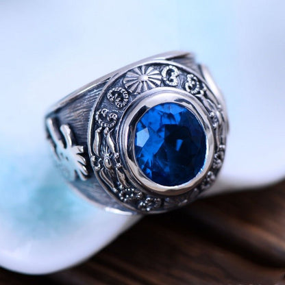 Totem Synthesis Blue Crystal - The Nevermore Ring 925 Silver – Unique Rings for Men by Nevermore Lifestyle & Tech | 17