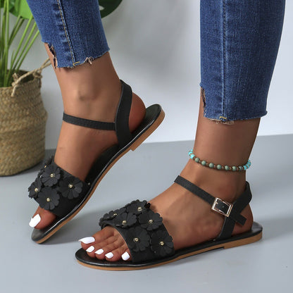 TropicalTwist - Floral PU Sandals for Women by The Nevermore
