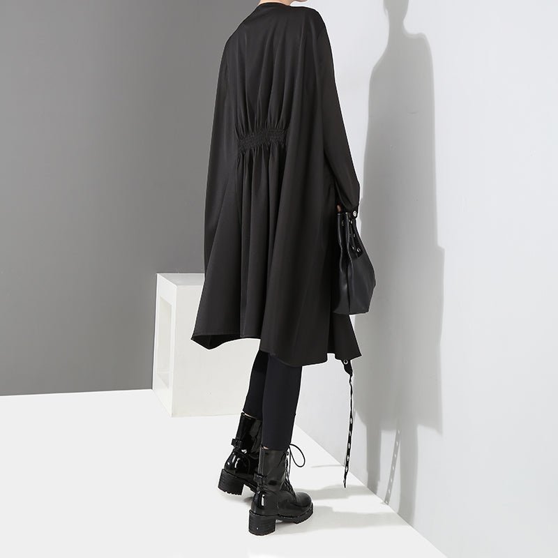 Umbria Veil - The Nevermore Gothic Black Long Sleeve Trench Coat Waisted Women's Jacket – Unique Gothic Fashion for Women by Nevermore Lifestyle & Tech | One size Black