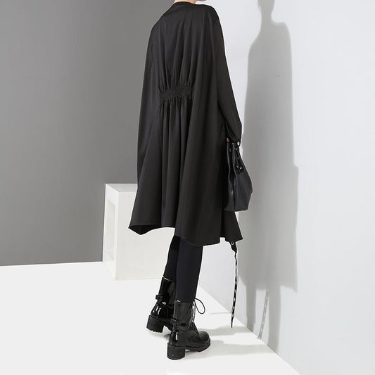 Umbria Veil - The Nevermore Gothic Black Long Sleeve Trench Coat Waisted Women's Jacket – Unique Gothic Fashion for Women by Nevermore Lifestyle & Tech | One size Black