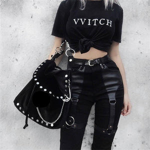 Until Death - The Nevermore Gothic Pants Hoop Trousers for Women – Unique Gothic Fashion for Women by Nevermore Lifestyle & Tech | L Black