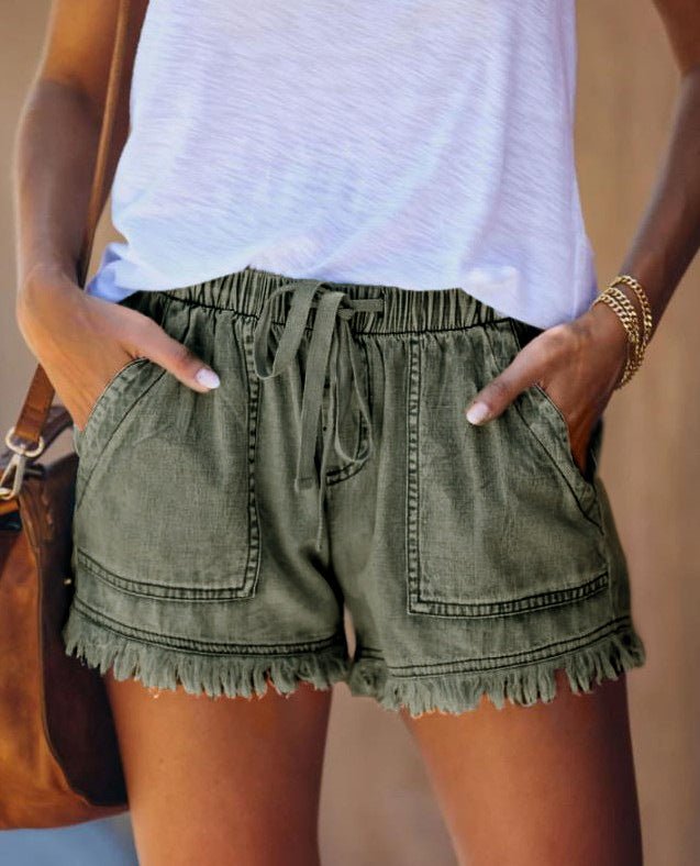 Casual High-waisted Thin Denim Shorts