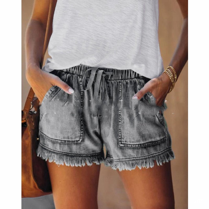 Casual High-waisted Thin Denim Shorts