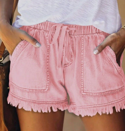 Casual High-waisted Thin Denim Shorts