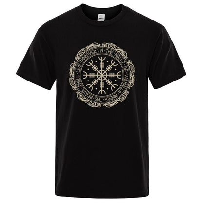 Vegvisir Viking Compass - The Nevermore Gothic T-Shirt for Men – Unique Gothic Fashion for Men by Nevermore Lifestyle & Tech | 2XL Black