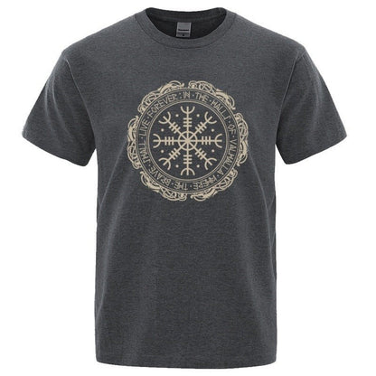 Vegvisir Viking Compass - The Nevermore Gothic T-Shirt for Men – Unique Gothic Fashion for Men by Nevermore Lifestyle & Tech | 2XL Dark grey