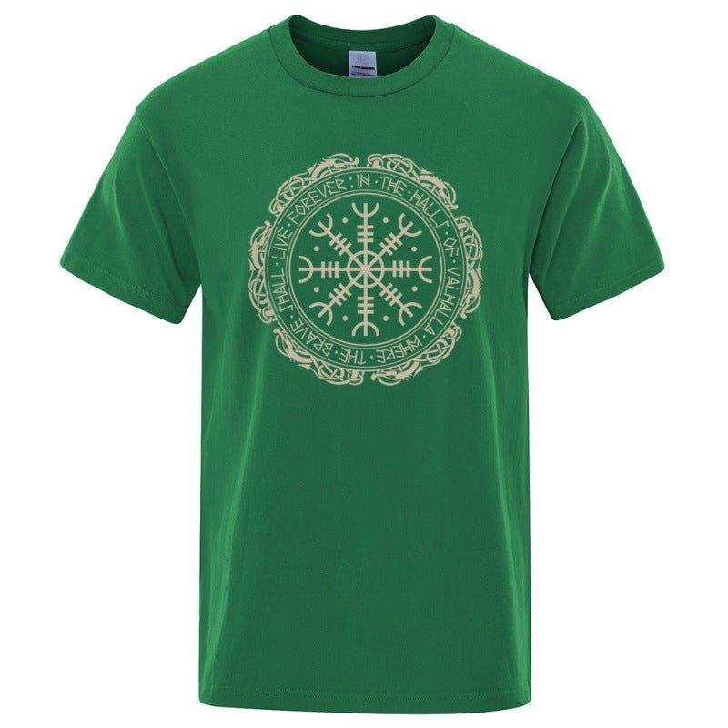 Vegvisir Viking Compass - The Nevermore Gothic T-Shirt for Men – Unique Gothic Fashion for Men by Nevermore Lifestyle & Tech | 2XL Green