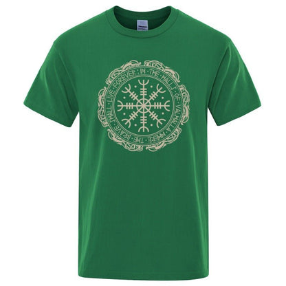Vegvisir Viking Compass - The Nevermore Gothic T-Shirt for Men – Unique Gothic Fashion for Men by Nevermore Lifestyle & Tech | 2XL Green