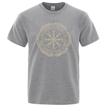 Vegvisir Viking Compass - The Nevermore Gothic T-Shirt for Men – Unique Gothic Fashion for Men by Nevermore Lifestyle & Tech | 2XL Grey