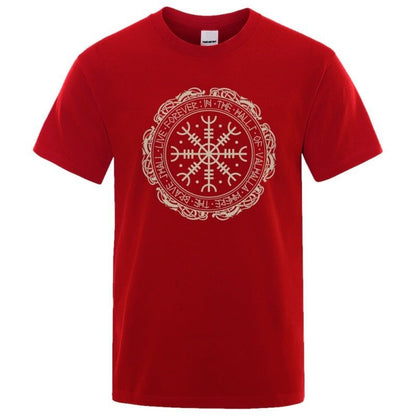 Vegvisir Viking Compass - The Nevermore Gothic T-Shirt for Men – Unique Gothic Fashion for Men by Nevermore Lifestyle & Tech | 2XL Red
