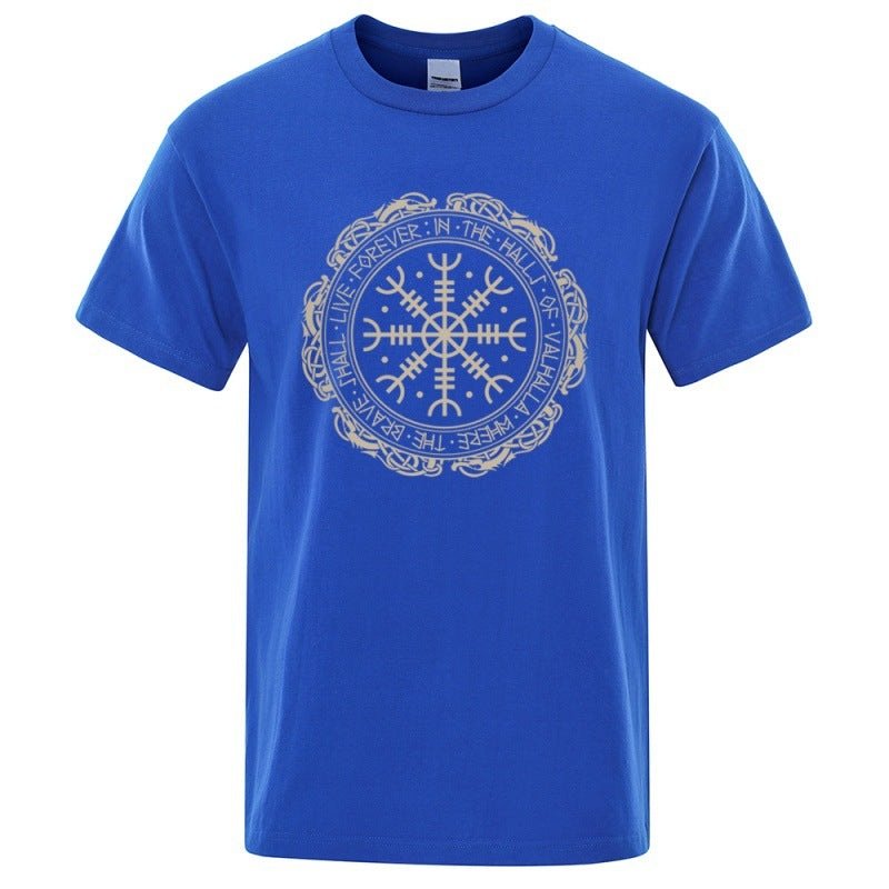 Vegvisir Viking Compass - The Nevermore Gothic T-Shirt for Men – Unique Gothic Fashion for Men by Nevermore Lifestyle & Tech | 2XL Royal