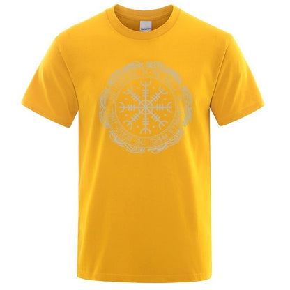 Vegvisir Viking Compass - The Nevermore Gothic T-Shirt for Men – Unique Gothic Fashion for Men by Nevermore Lifestyle & Tech | 2XL Yellow