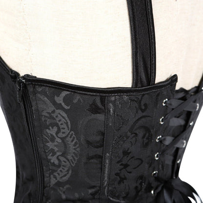 Velora – Gothic Halter Jacquard Corset by The Nevermore – Unique Gothic Fasfion for Women by Nevermore Lifestyle & Tech | 2XL Cream