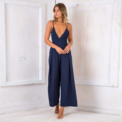VelouraFlow - Elegant Wide-Leg Jumpsuit by The Nevermore