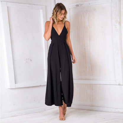 VelouraFlow - Elegant Wide-Leg Jumpsuit by The Nevermore